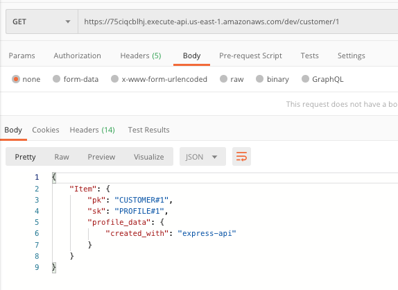 Example GET to API using Postman