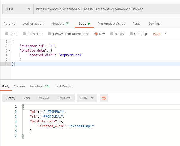 Example POST to API using Postman