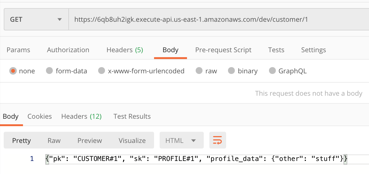 Example GET to API using Postman