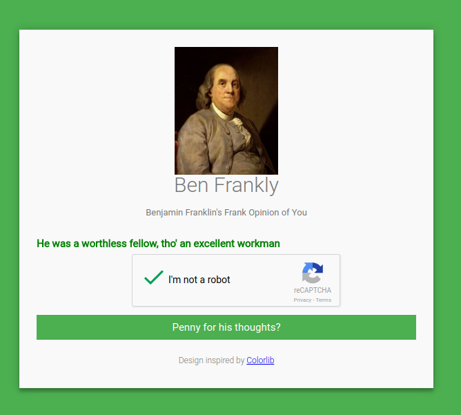 A screenshot of the Ben Frankly Project