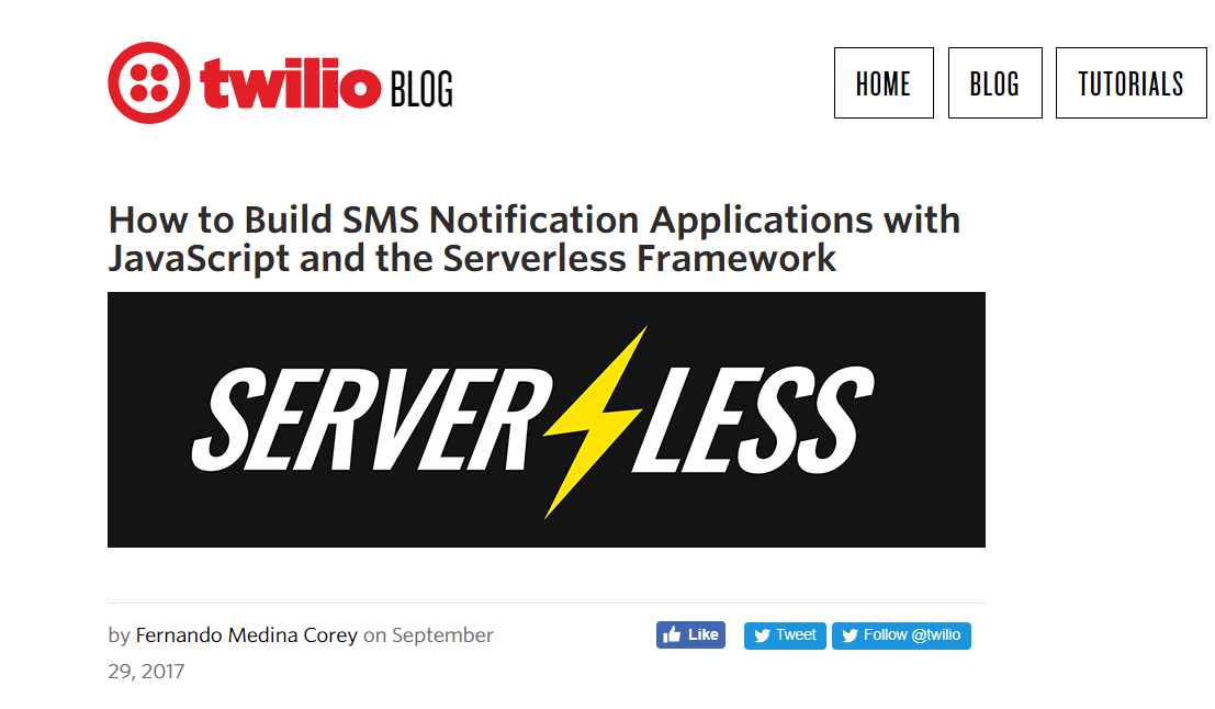 Screenshot of post on Twilio’s blog